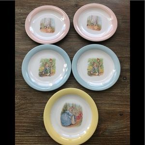 POTTERY BARN KIDS PETER RABBIT PLATES, SET OF 5
